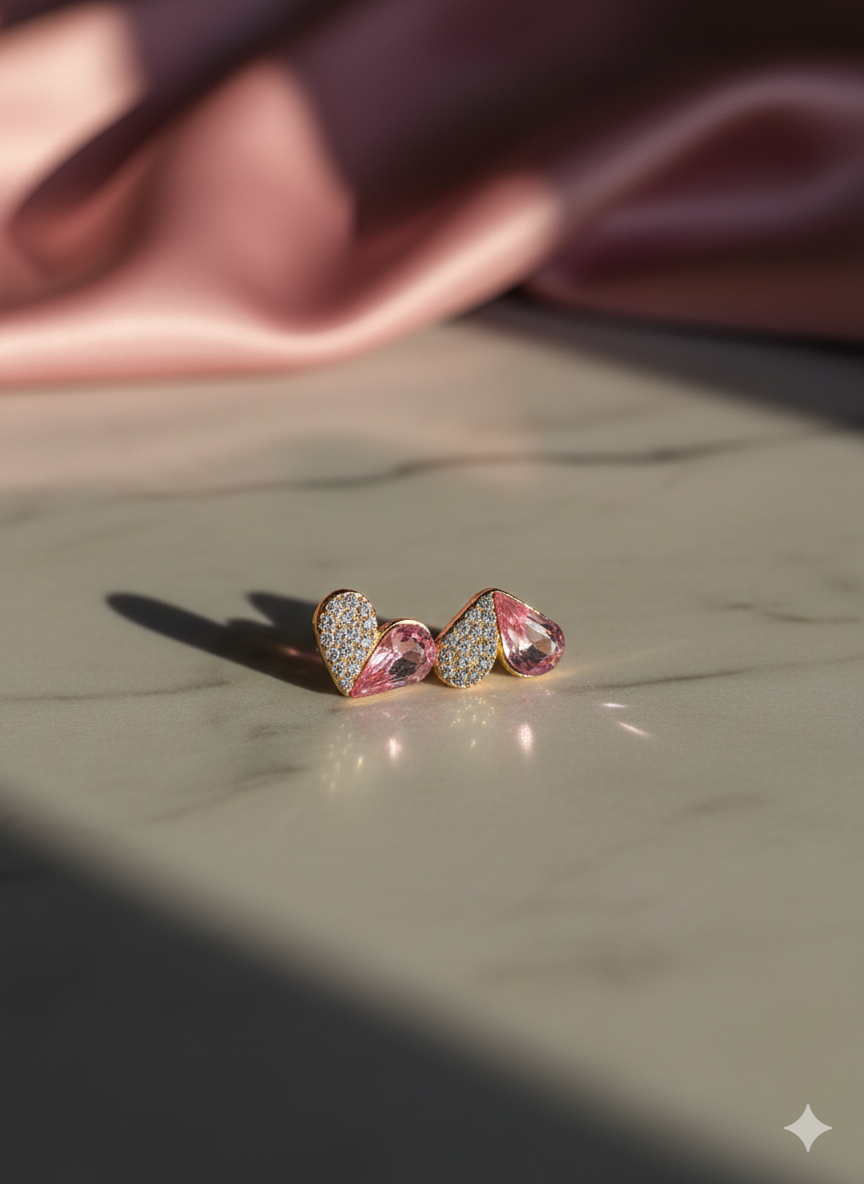 Pink Cute heart earing 
