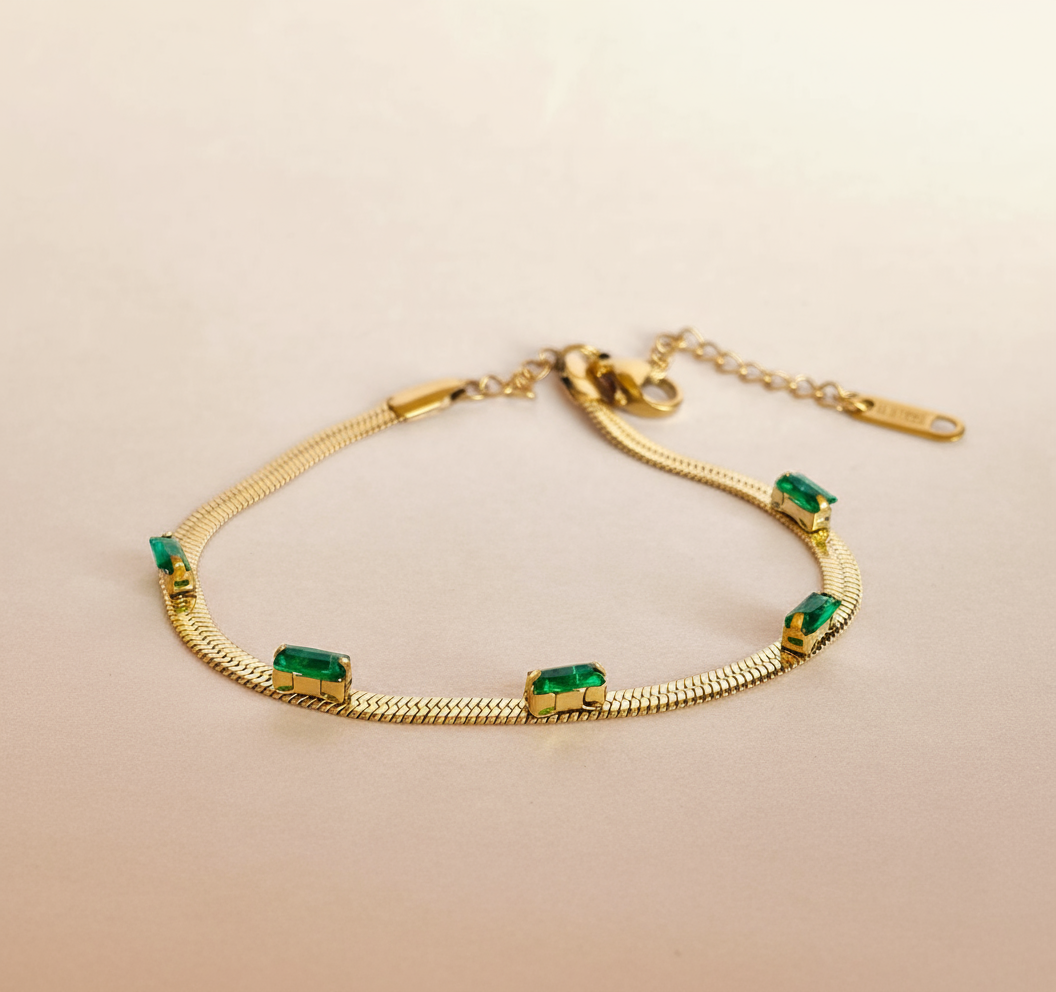 Green gem Chain bracelet